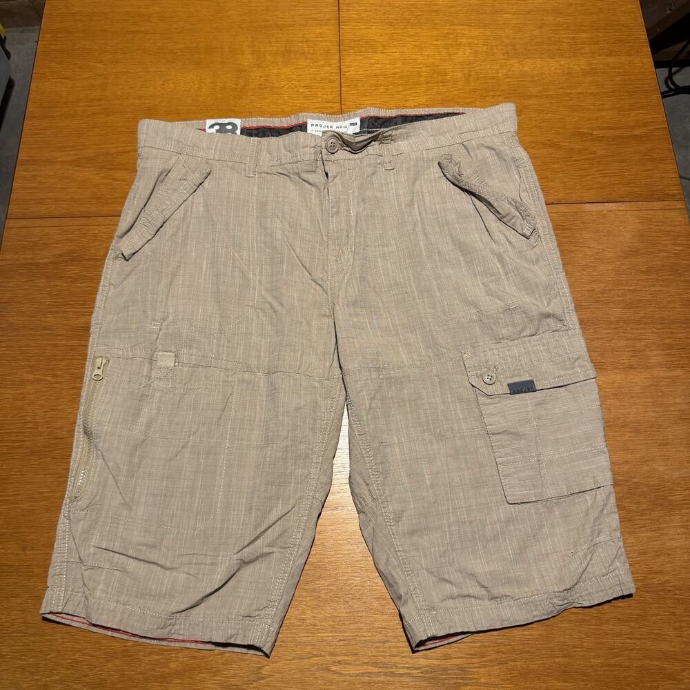 Projek Raw Long Cargo Shorts Men’s Size 38 X 14” Inseam Zip Pockets Cotton EUC